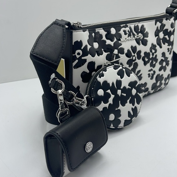 MICHAEL KORS Jet Set Sm Sequined Floral Print Crossbody Bag with Case for Apple - Picture 3 of 16